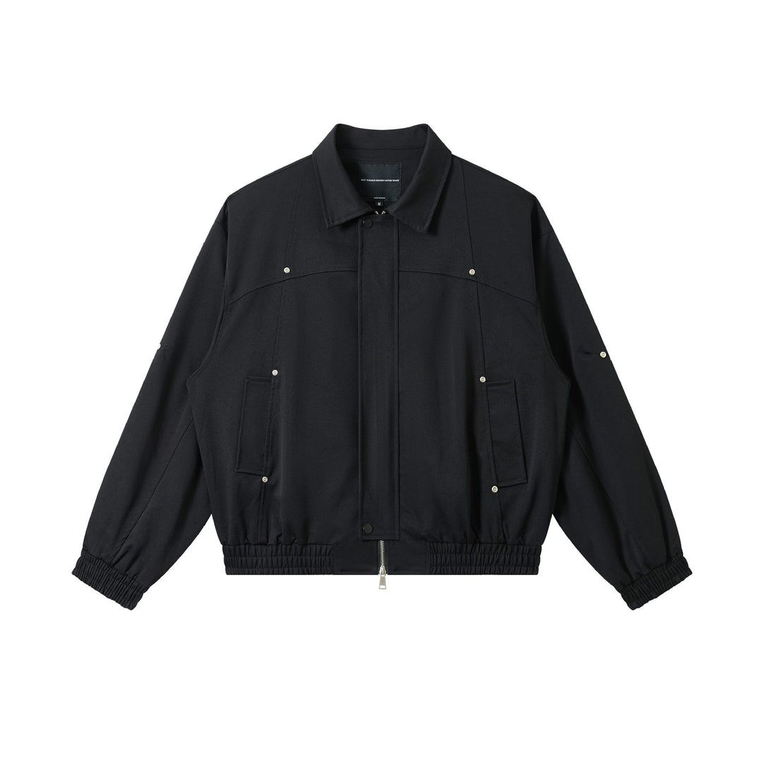 Unisex Short-cut technical blouson jacket with concealed front flap and elastic hem Mune Fashion