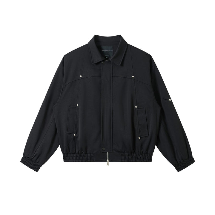 Unisex Short-cut technical blouson jacket with concealed front flap and elastic hem Mune Fashion