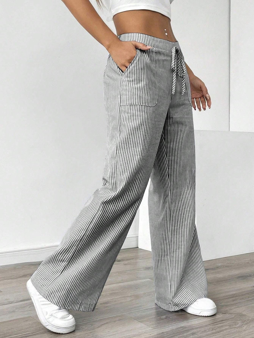 Women wide cotton lounge pants with drawstring and side pockets Mune Fashion