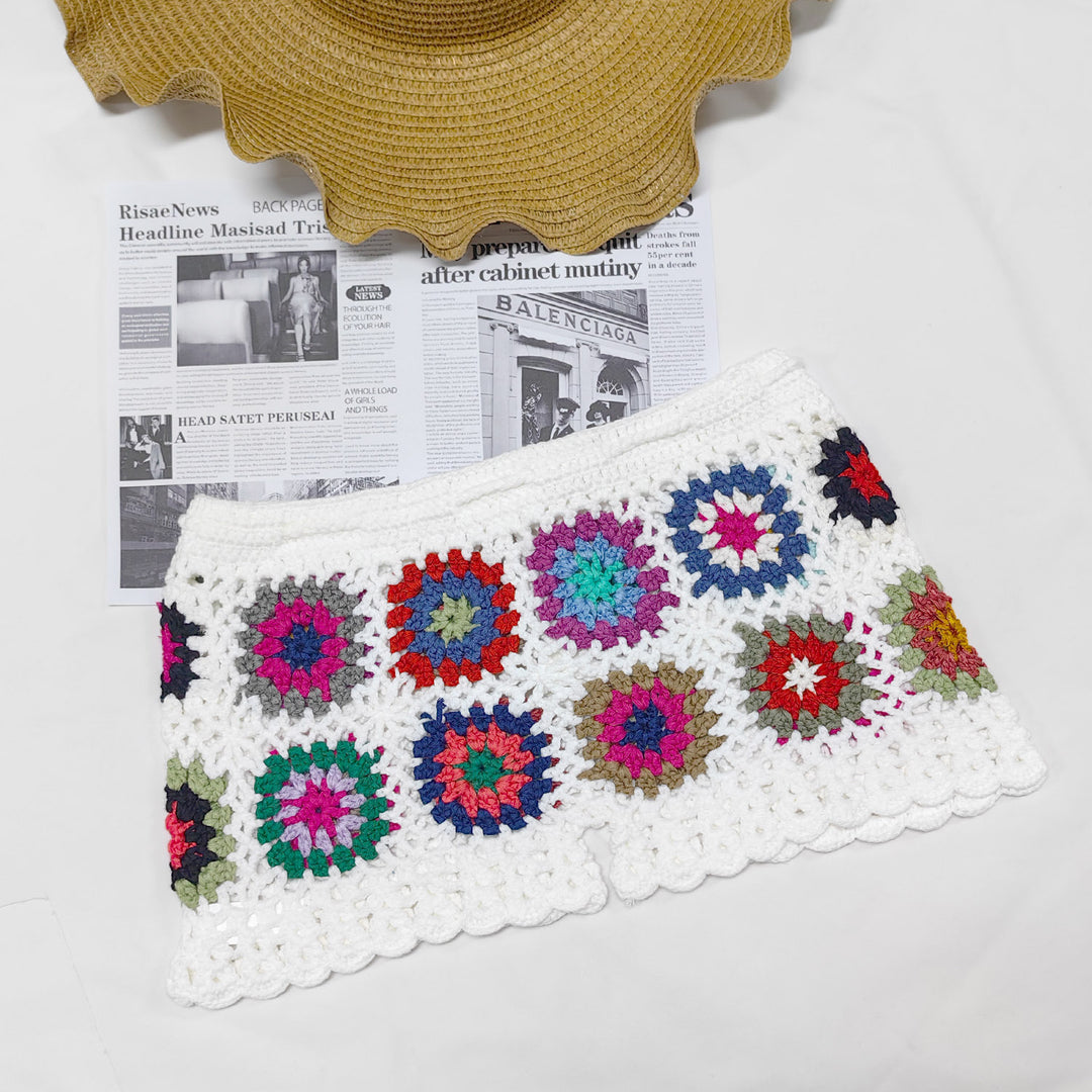 Women's crochet shorts with colorful granny square pattern Mune Fashion