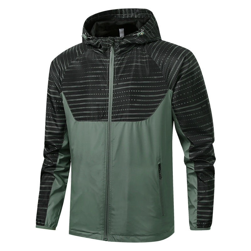 Men's Lightweight Reflective Hooded Windbreaker with Mesh Lining and Zipper Pockets Mune Fashion