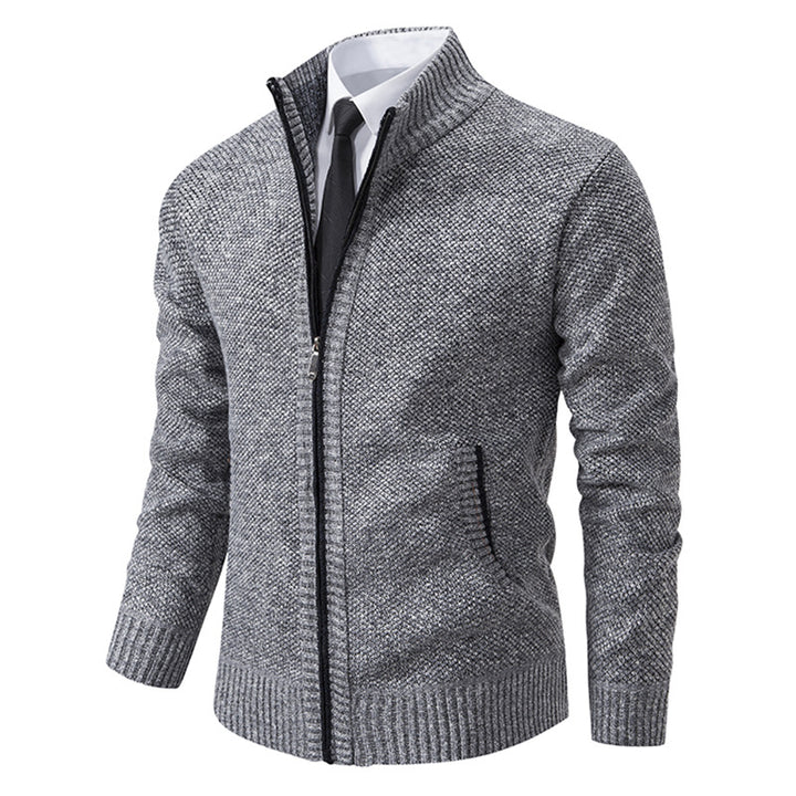 Men's structured knit cardigan with full zip and stand-up collar Mune Fashion