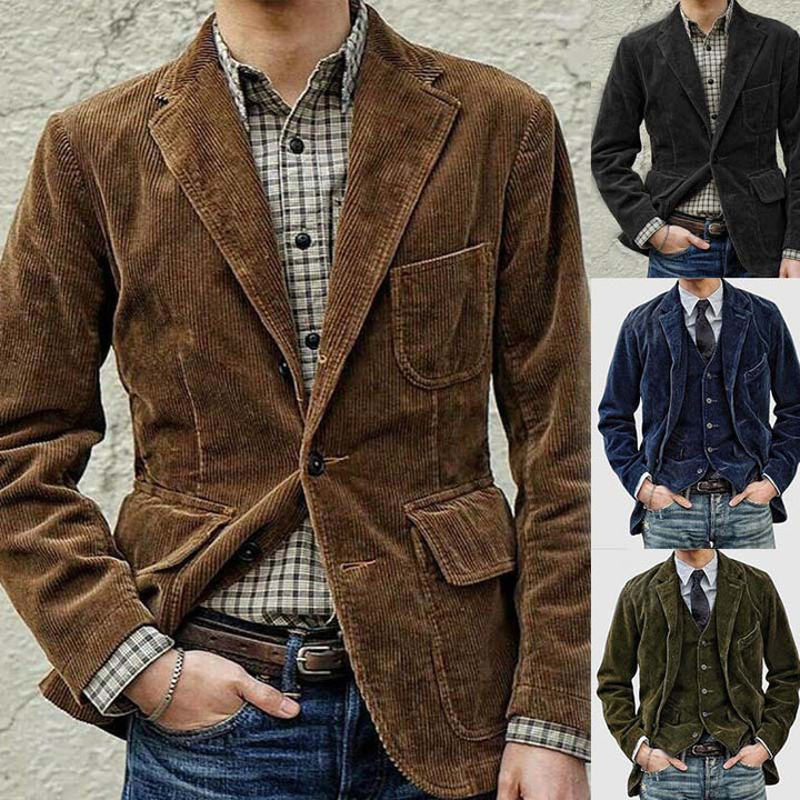 Men's tailored cord jacket with lapel collar and applied flap pockets Mune Fashion