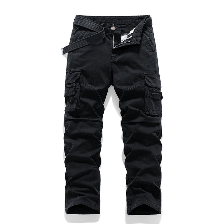Men's Robust Canvas Cargo Work Pants with Multifunctional Pockets, Knee Reinforcement, and Integrated Web Belt Mune Fashion