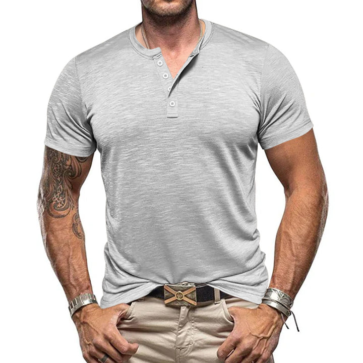 Men's nano athletic Henley t-shirt made of structured slub cotton with short button placket Mune Fashion