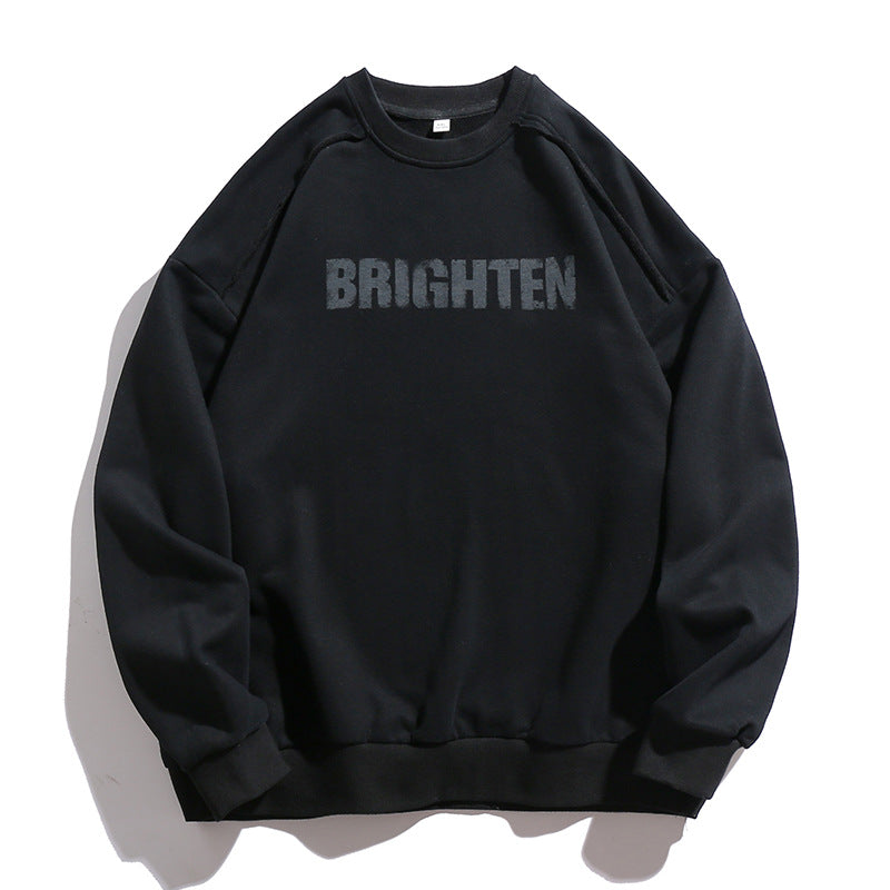 Unisex Oversize Crew Neck Sweatshirt with Distressed Shoulder Seams and Vintage Front Print Mune Fashion