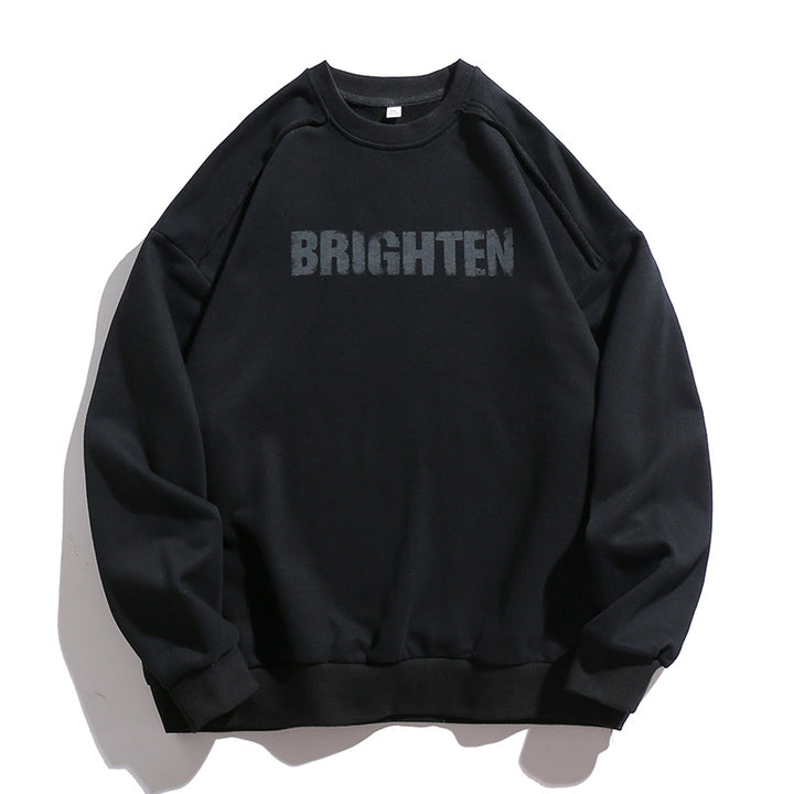 Unisex Oversize Sweatshirt with Distressed Raglan, Statement Print and Ribbed Hem Mune Fashion