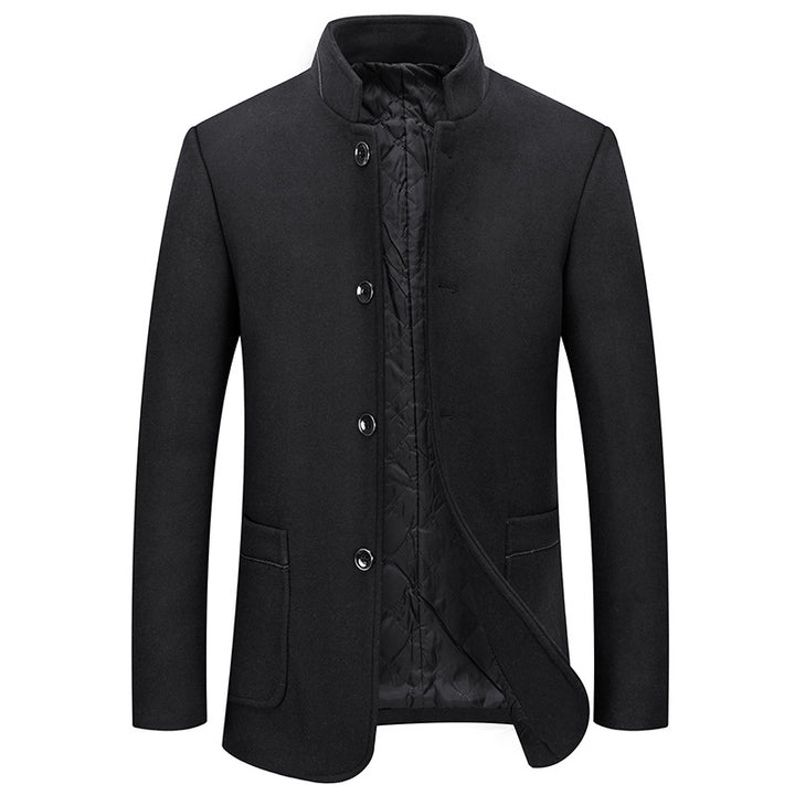 Men's short coat made of wool blend with stand-up collar and quilted thermal lining Mune Fashion