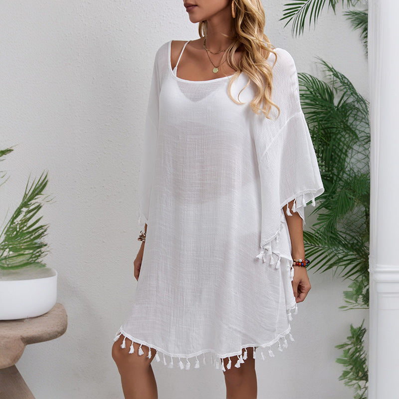 Women's airy beach cover-up with delicate crochet work Mune Fashion