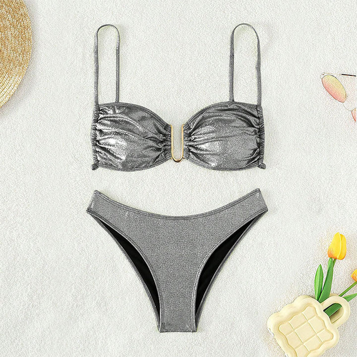 Women's Glittering Bikini with Ruffles Mune Fashion
