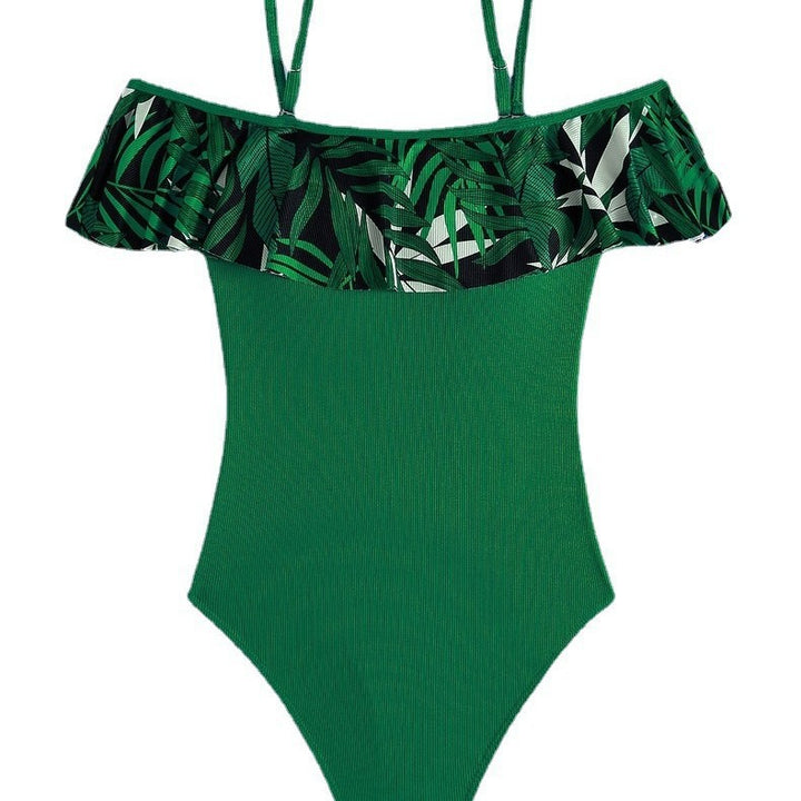 Women's one-piece swimsuit with elegant ruffle neckline Mune Fashion