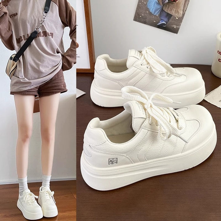 Women's Comfortable Sneakers with Thick Sole and Breathable Upper Material Mune Fashion