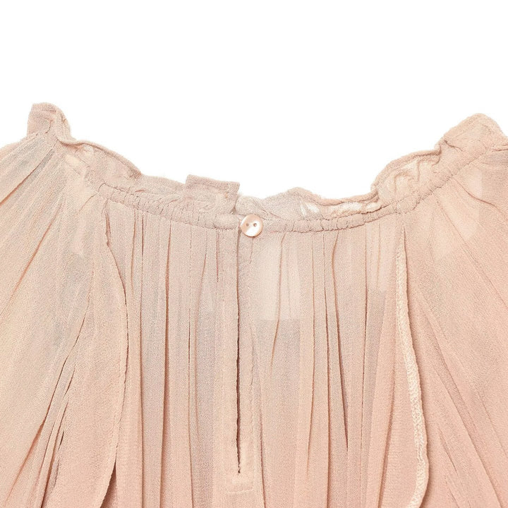 Women Pleated Chiffon Blouse with Ruffled Collar and Balloon Sleeves Mune Fashion
