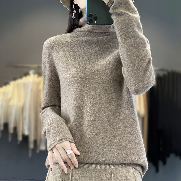 Women's Soft Fine Knit Roll Neck Sweater with Cashmere-Like Feel and Extended Cuffs Mune Fashion