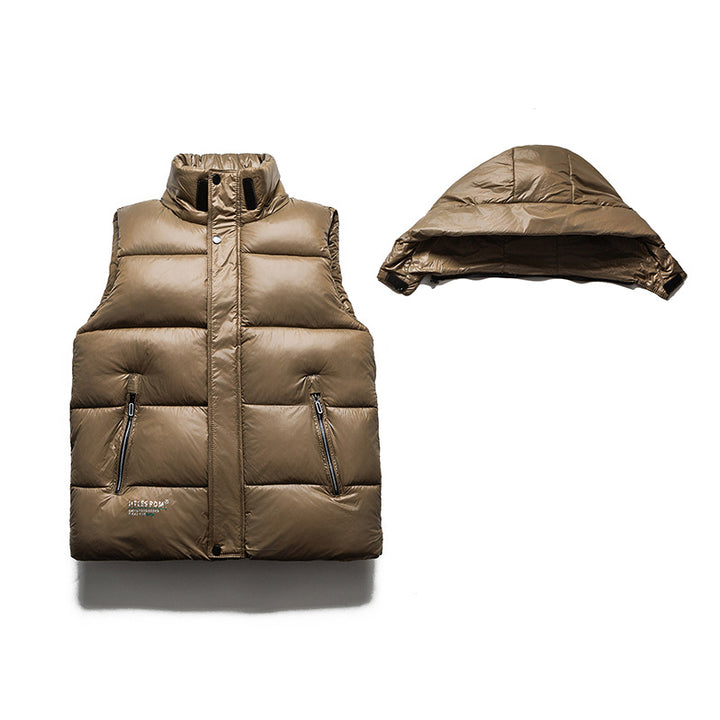 Men's Windproof Hooded Quilted Vest with Ultralight Thermofiber, Zipper Pockets and Drawstring Mune Fashion