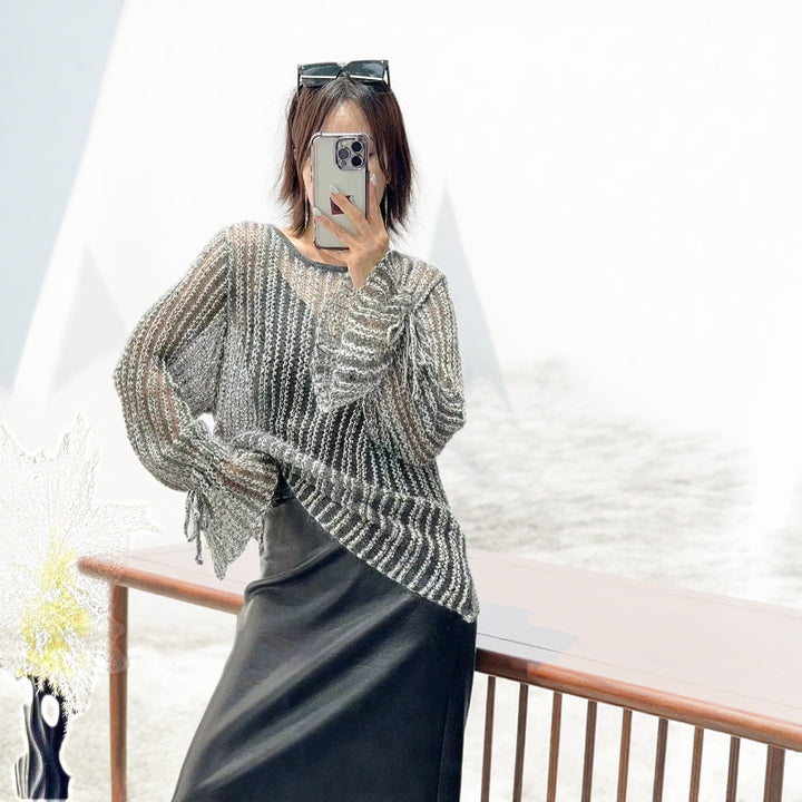 Women Elegant Transparent Sweater Mune Fashion