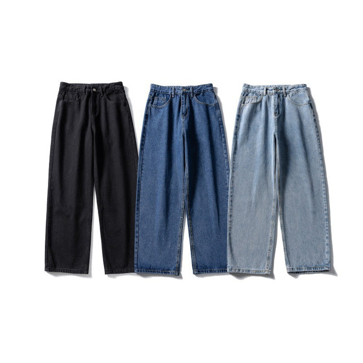 Women's high-waisted wide jeans made of sturdy denim with a straight leg Mune Fashion