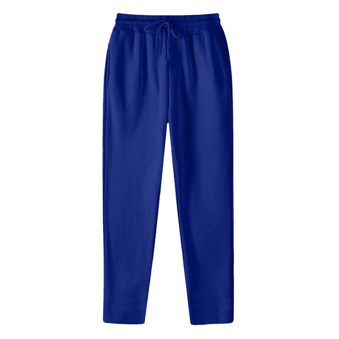 Men's straight-cut sweatpants made of mottled cotton blend with elastic waistband, drawstring, and side pockets Mune Fashion
