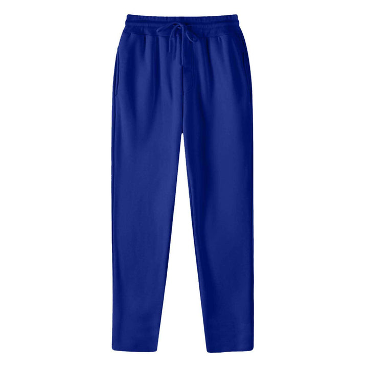 Men's straight-cut sweatpants made of mottled cotton blend with elastic waistband, drawstring, and side pockets Mune Fashion