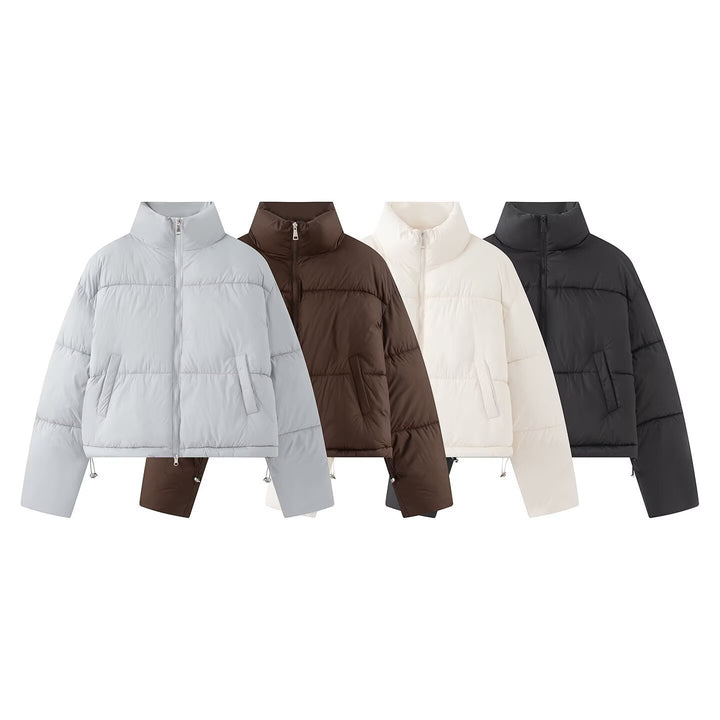 Women short-cut quilted jacket with high stand-up collar Mune Fashion