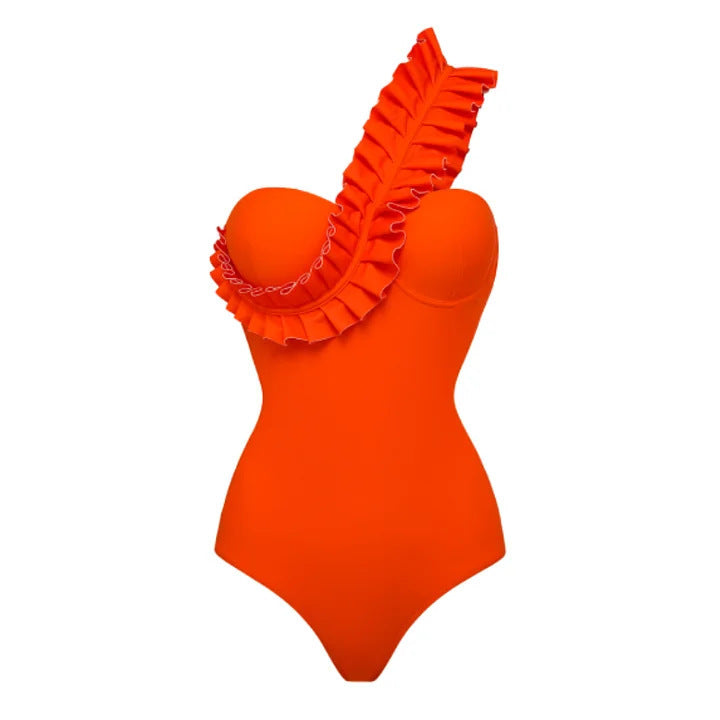Women's Swimsuit with Asymmetric Ruffle Design Mune Fashion