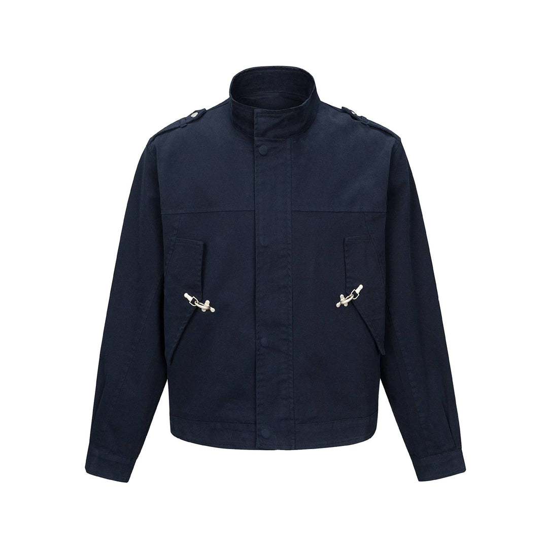 Men's short jacket in field style with funnel collar, shoulder flaps, and utility pockets Mune Fashion