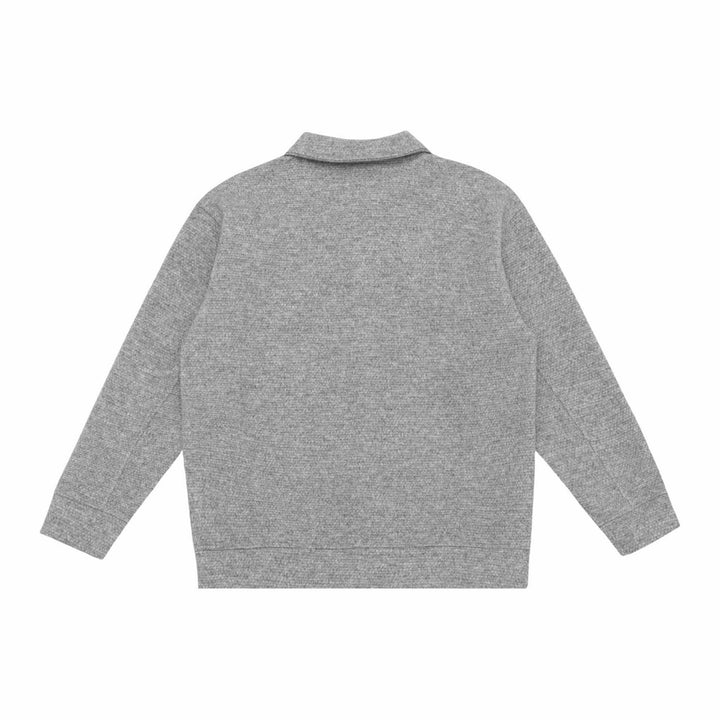 Unisex fine structure polo collar sweater with half button placket and ribbed hem Mune Fashion