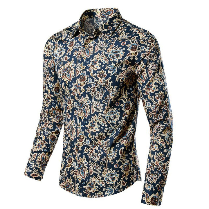 Men's narrow-cut floral shirt with Kent collar and full button placket Mune Fashion