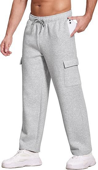 Men's comfortable cargo lounge pants with elastic waistband, drawstring, straight leg, and patch flap pockets Mune Fashion