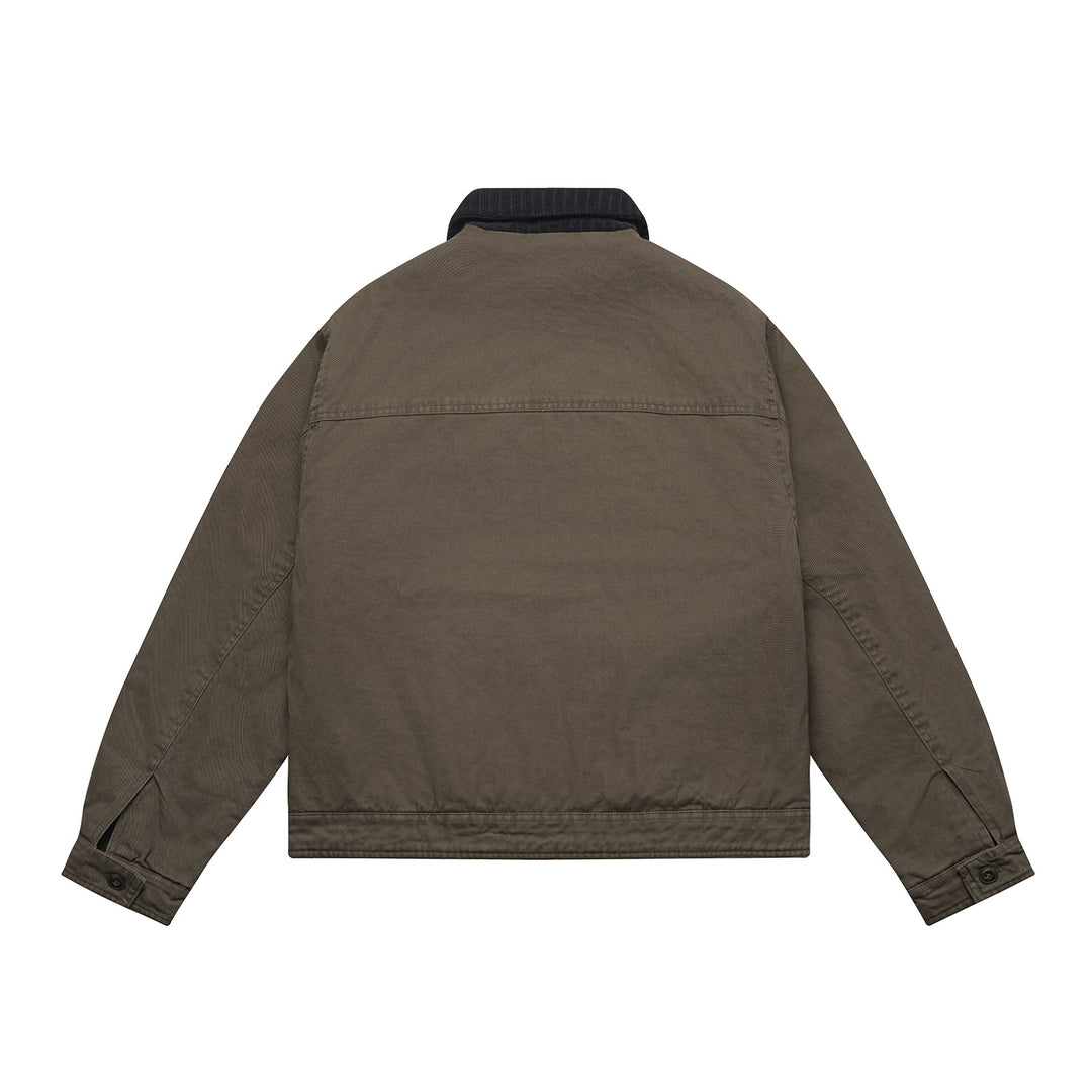 Men's Oversized Canvas Blouson Jacket with Cord Collar and Flap Pockets Mune Fashion