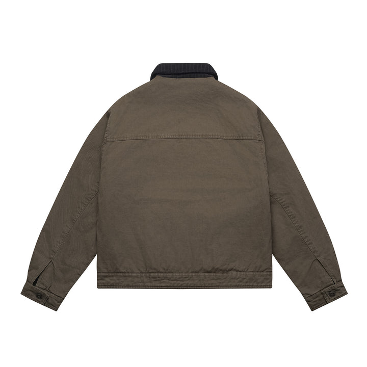 Men's Oversized Canvas Blouson Jacket with Cord Collar and Flap Pockets Mune Fashion
