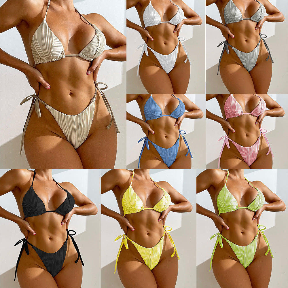 Women's triangle bikini with elegant ruffle details Mune Fashion