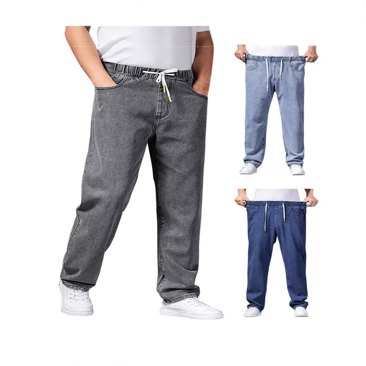 Men's adjustable waist Denim Jogging Pants with elastic waistband and drawstring Mune Fashion