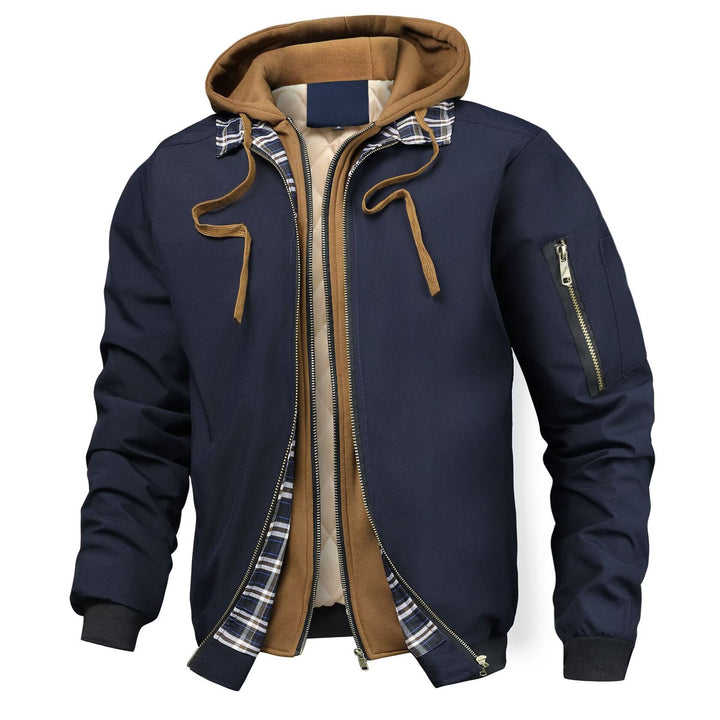 Men's Layered Transition Jacket with Hood, Quilted Inner Placket and Utility Arm Pocket Mune Fashion