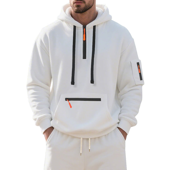 Men's functional hoodie with short front zipper, water-repellent zippers, and utility arm pocket Mune Fashion