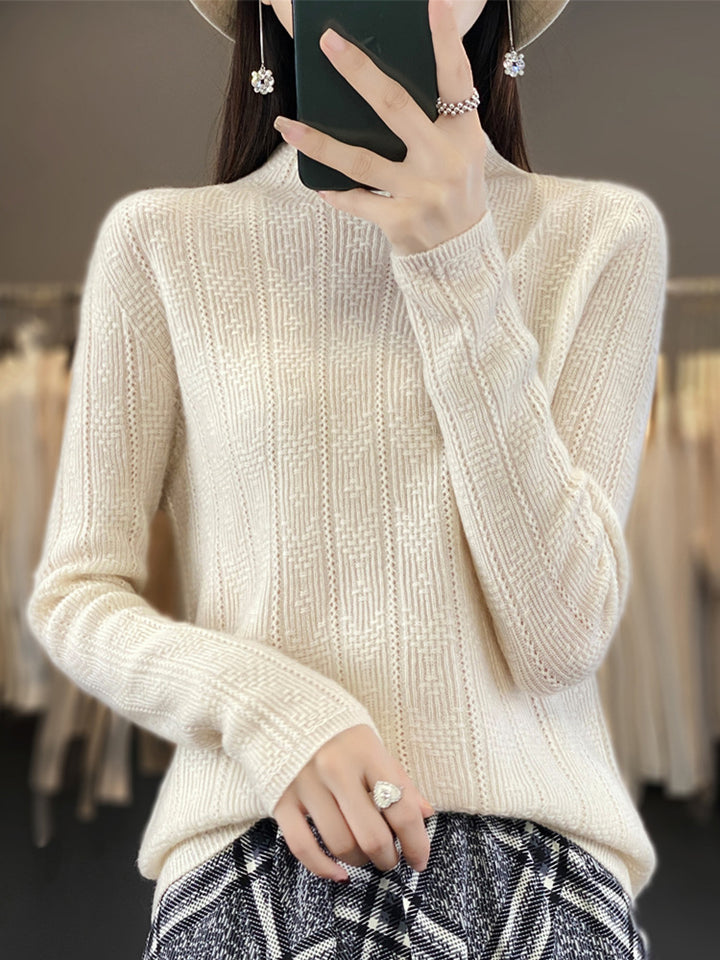 Women's Structured Mockneck Sweater Made of Cashmere-like Wool Blend Mune Fashion
