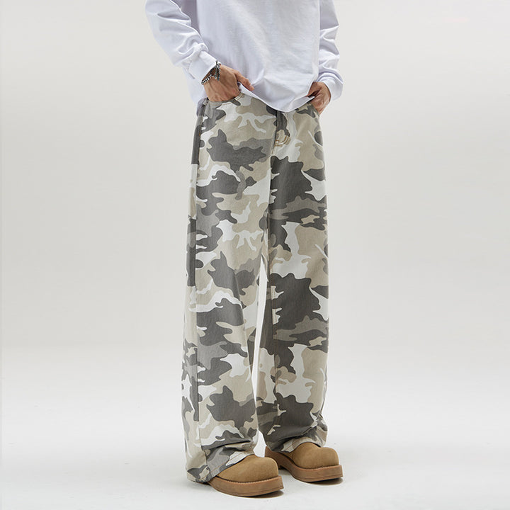 Men's Loose Camouflage Twill Pants in Oversized Baggy Cut Mune Fashion