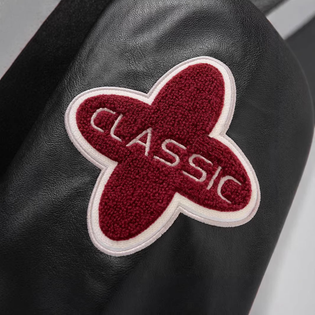 Men's Retro College Varsity Jacket with Quilted Thermal Lining and Applications Mune Fashion