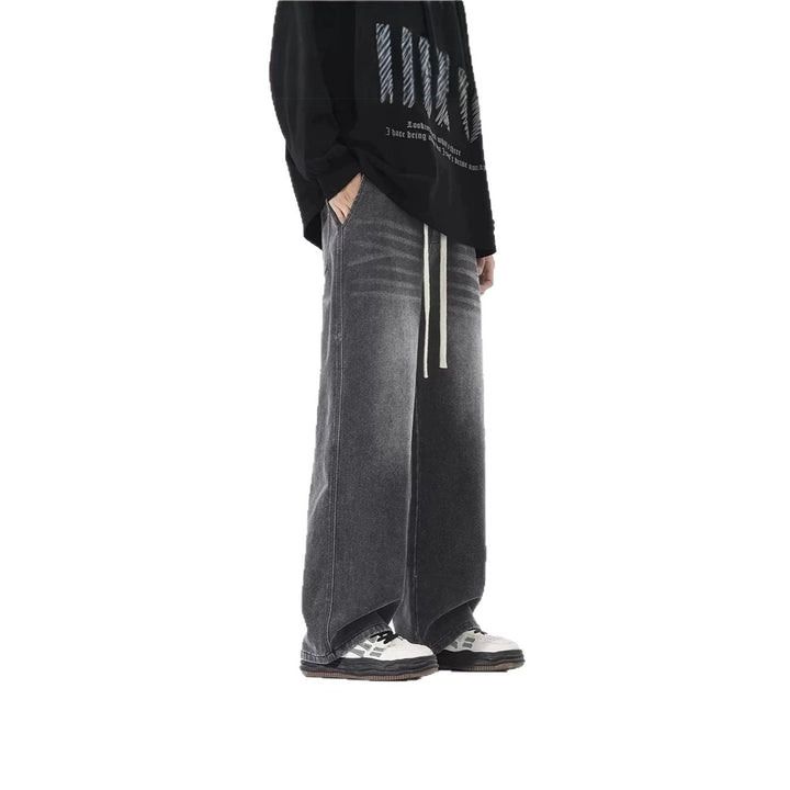 Men Comfortable and Casual Wide-Cut Jeans Mune Fashion