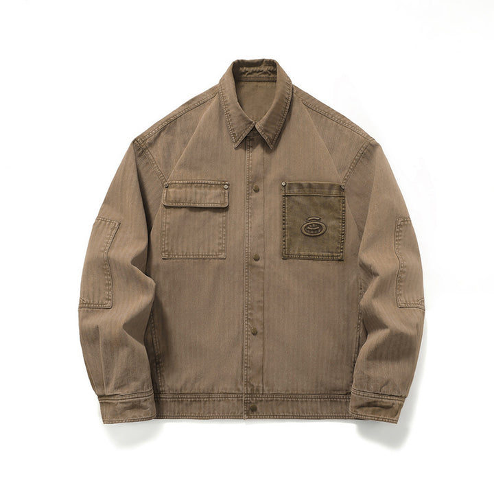 Men's robustly crafted worker chore jacket made of canvas with patch breast pockets Mune Fashion