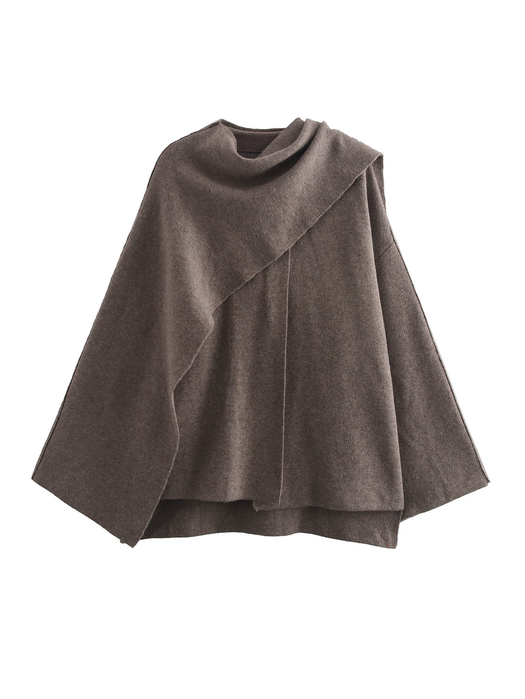 Women's cape with asymmetrical fall, stand-up collar and wool blend Mune Fashion