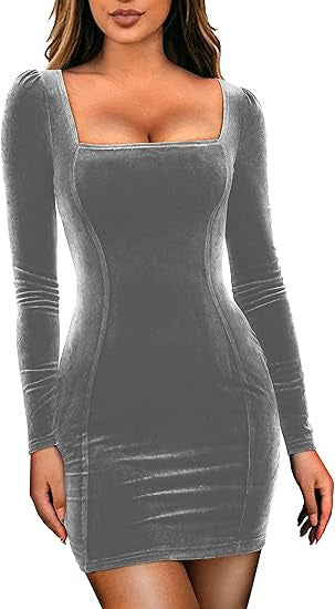 Women Elegant Velvet Mini Dress Mune Fashion
