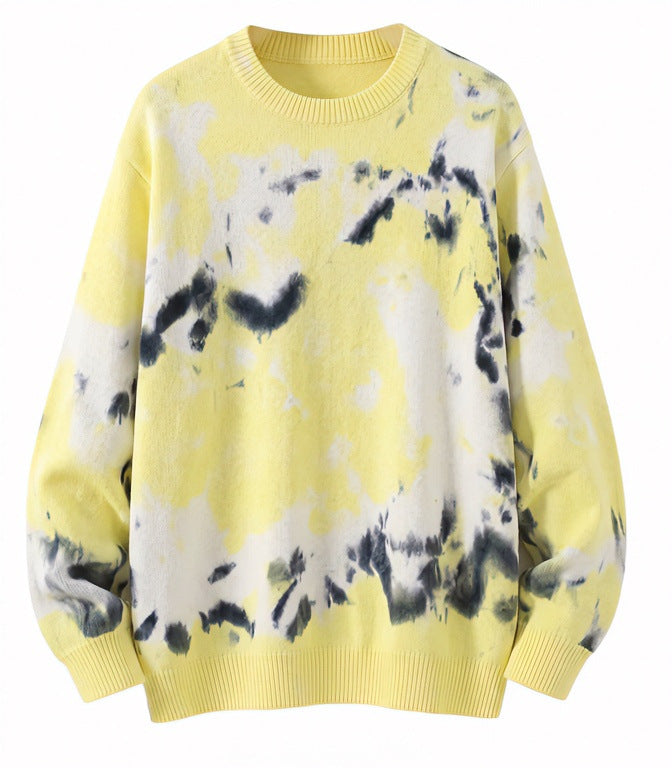 Men's Oversized Batik Sweater with Crew Neck and Ribbed Cuffs Mune Fashion
