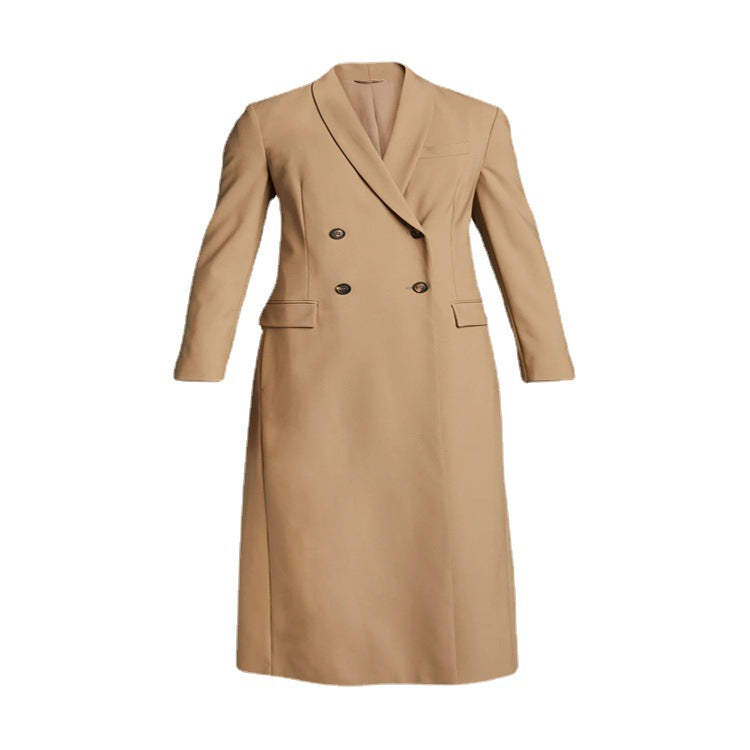 Women's Maxi Long Single-Breasted Long Coat in Minimalist Trench Style with Soft Draping Mune Fashion