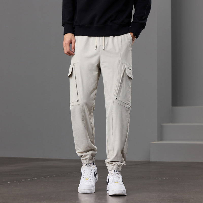 Men's Tapered Cargo Jogger Pants with Knee Inserts, Drawstring Waistband and Flap Pockets Mune Fashion
