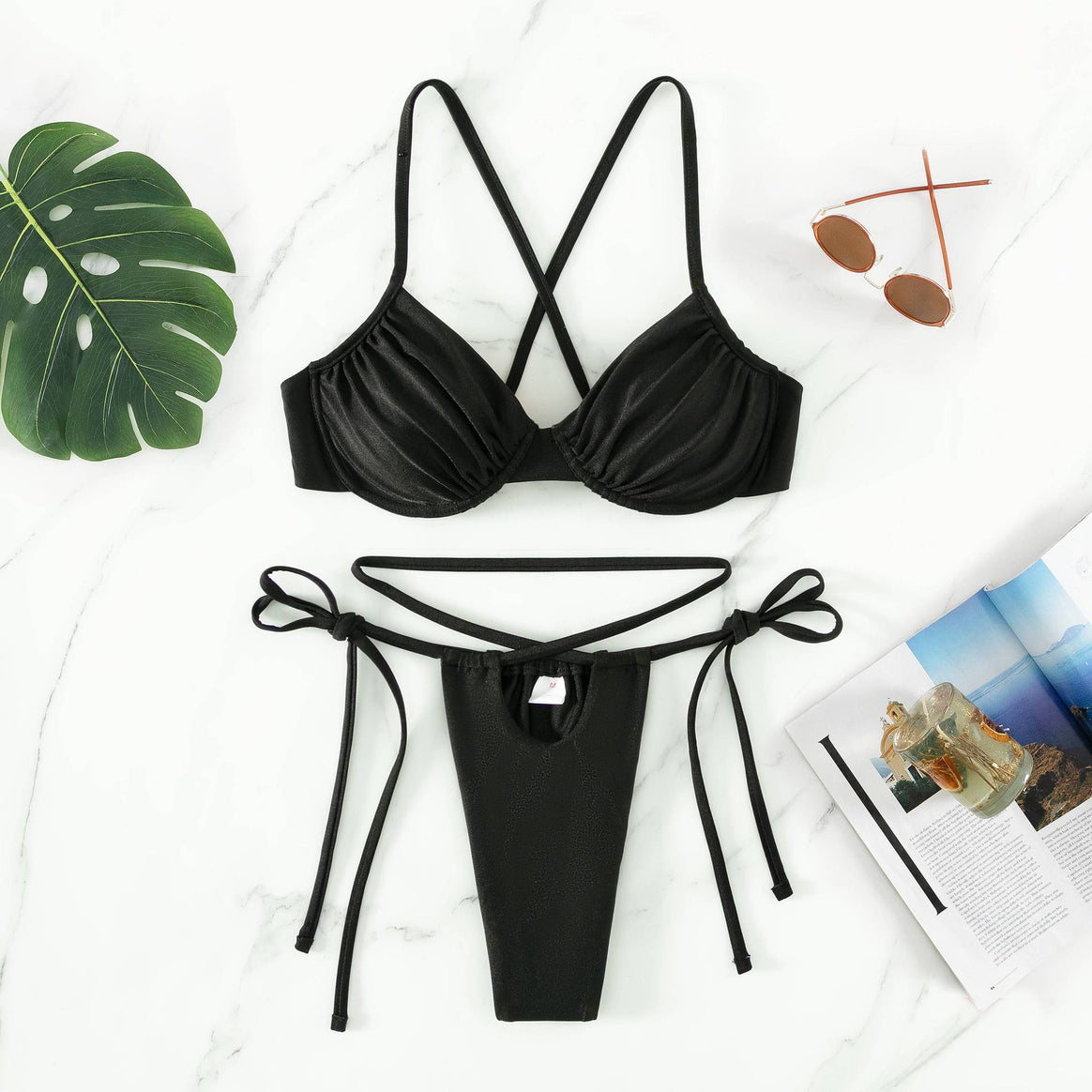 Women's Push-Up Bikini Set with Crossed Straps Mune Fashion