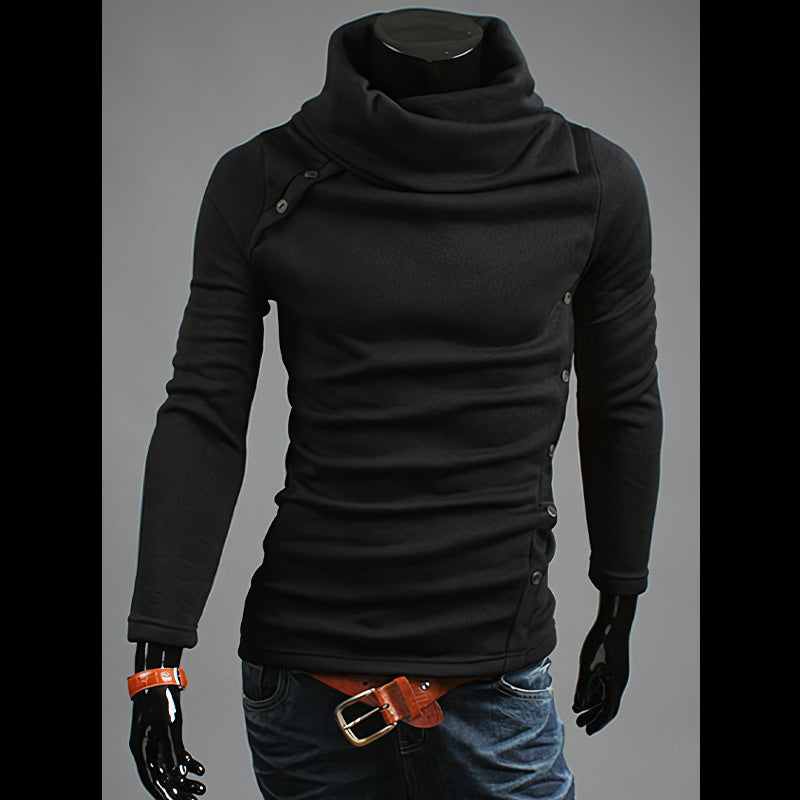 Men's knitted sweater with a large shawl collar, asymmetrical button placket and slim silhouette Mune Fashion