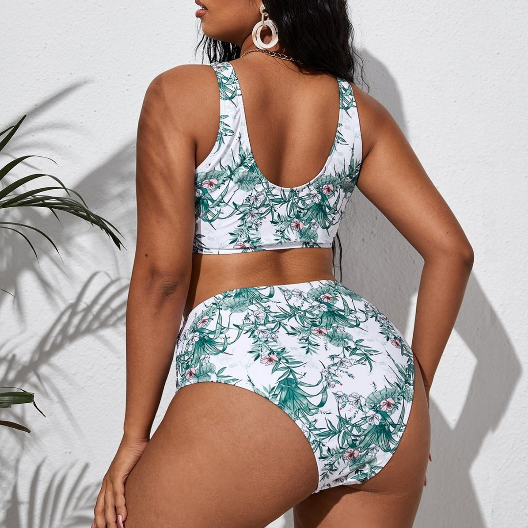 Women's bikini set with floral tie band and high waistband Mune Fashion