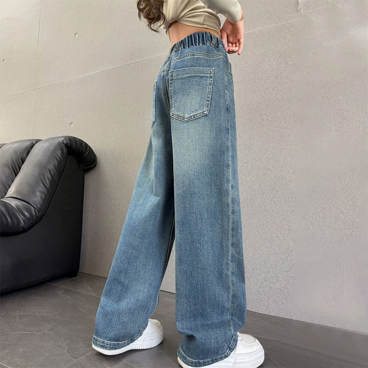 Women's wide jeans with high waistband and elastic insert Mune Fashion