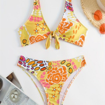 Women's Crop Bikini with Floral Knot Design Mune Fashion